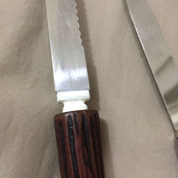 Regent Sheffield England Steak Knives Set Of 6 Stainless Wood-Look Handles 8.5" - Picture 4 of 5